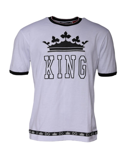 T-shirt ras du cou à manches courtes en jersey blanc Dolce &amp; Gabbana