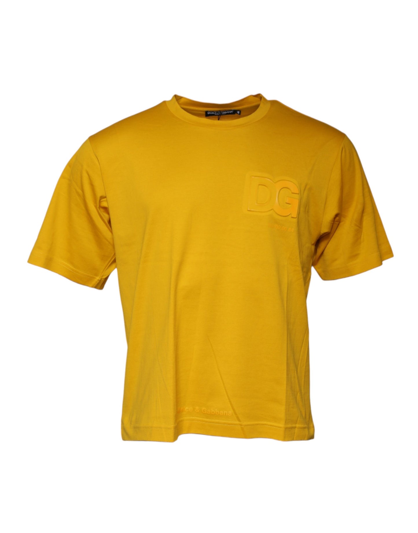 T-shirt à manches courtes et col ras du cou avec logo jaune foncé Dolce &amp; Gabbana