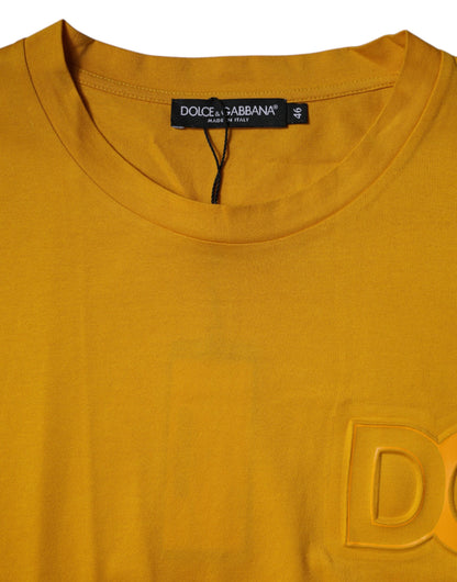 T-shirt à manches courtes et col ras du cou avec logo jaune foncé Dolce &amp; Gabbana