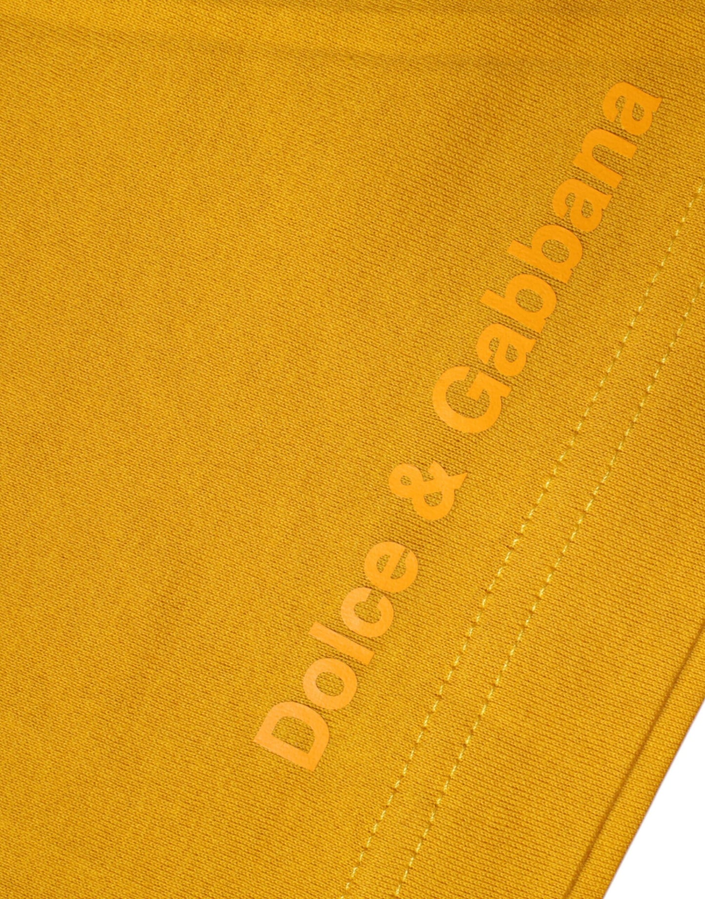 T-shirt à manches courtes et col ras du cou avec logo jaune foncé Dolce &amp; Gabbana