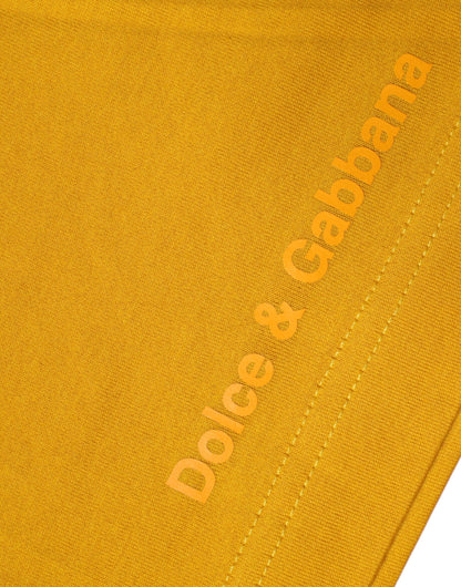 T-shirt à manches courtes et col ras du cou avec logo jaune foncé Dolce &amp; Gabbana