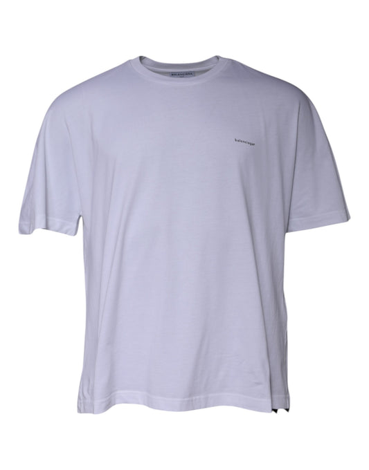 Balenciaga – Weißes Baumwoll-T-Shirt mit Rundhalsausschnitt und kurzen Ärmeln und Logo