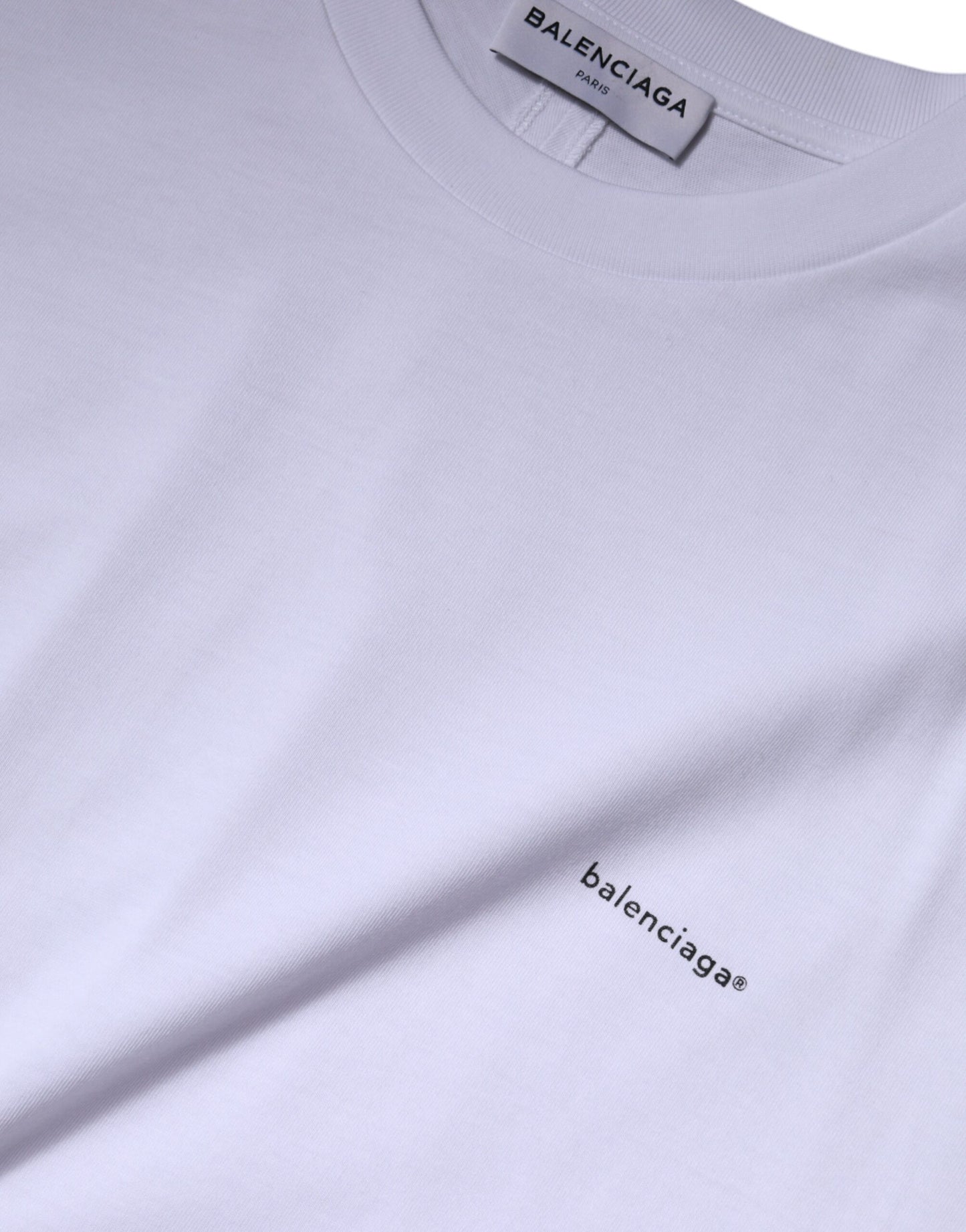 Balenciaga – Weißes Baumwoll-T-Shirt mit Rundhalsausschnitt und kurzen Ärmeln und Logo