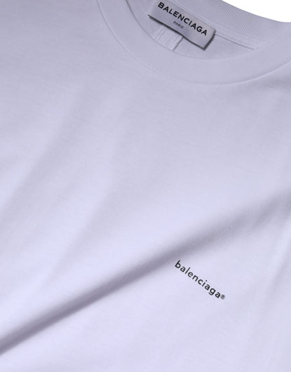 Balenciaga – Weißes Baumwoll-T-Shirt mit Rundhalsausschnitt und kurzen Ärmeln und Logo