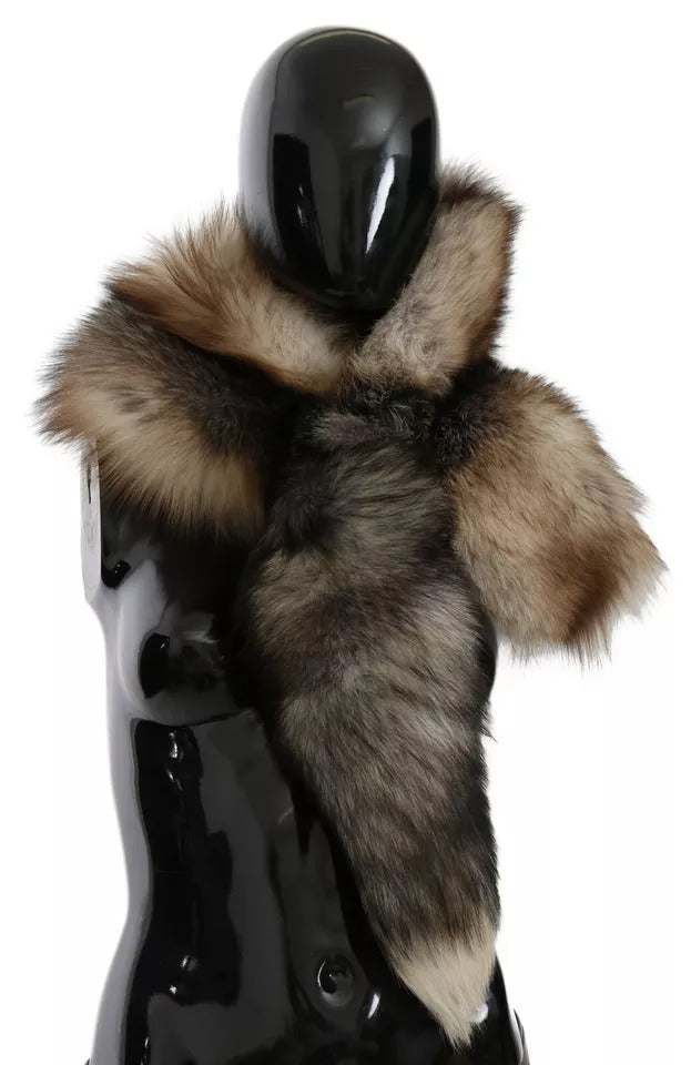 Écharpe châle en fourrure de queue de renard marron Dolce &amp; Gabbana