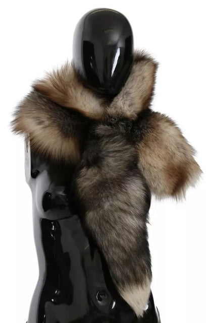 Écharpe châle en fourrure de queue de renard marron Dolce &amp; Gabbana