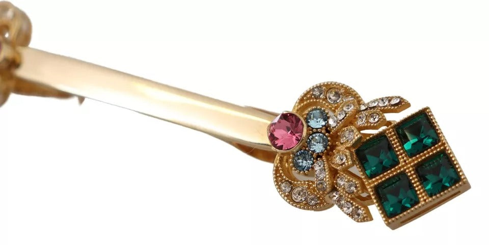 Broche Dolce &amp; Gabbana en argent sterling 925 plaqué or et cristal