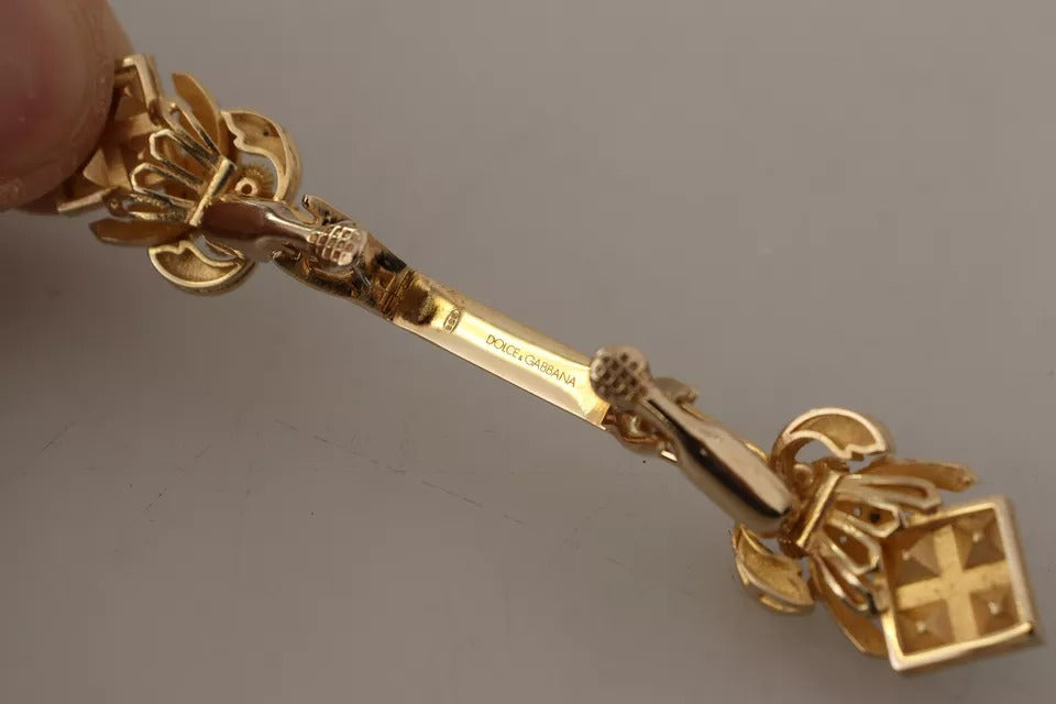 Broche Dolce &amp; Gabbana en argent sterling 925 plaqué or et cristal