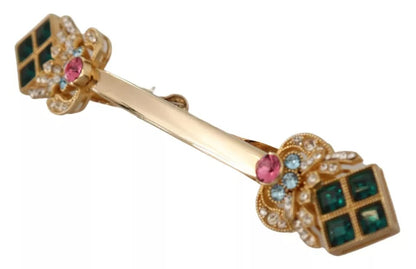 Broche Dolce &amp; Gabbana en argent sterling 925 plaqué or et cristal