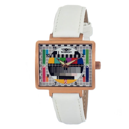 Bobroff-Uhr mit weißem Lederarmband