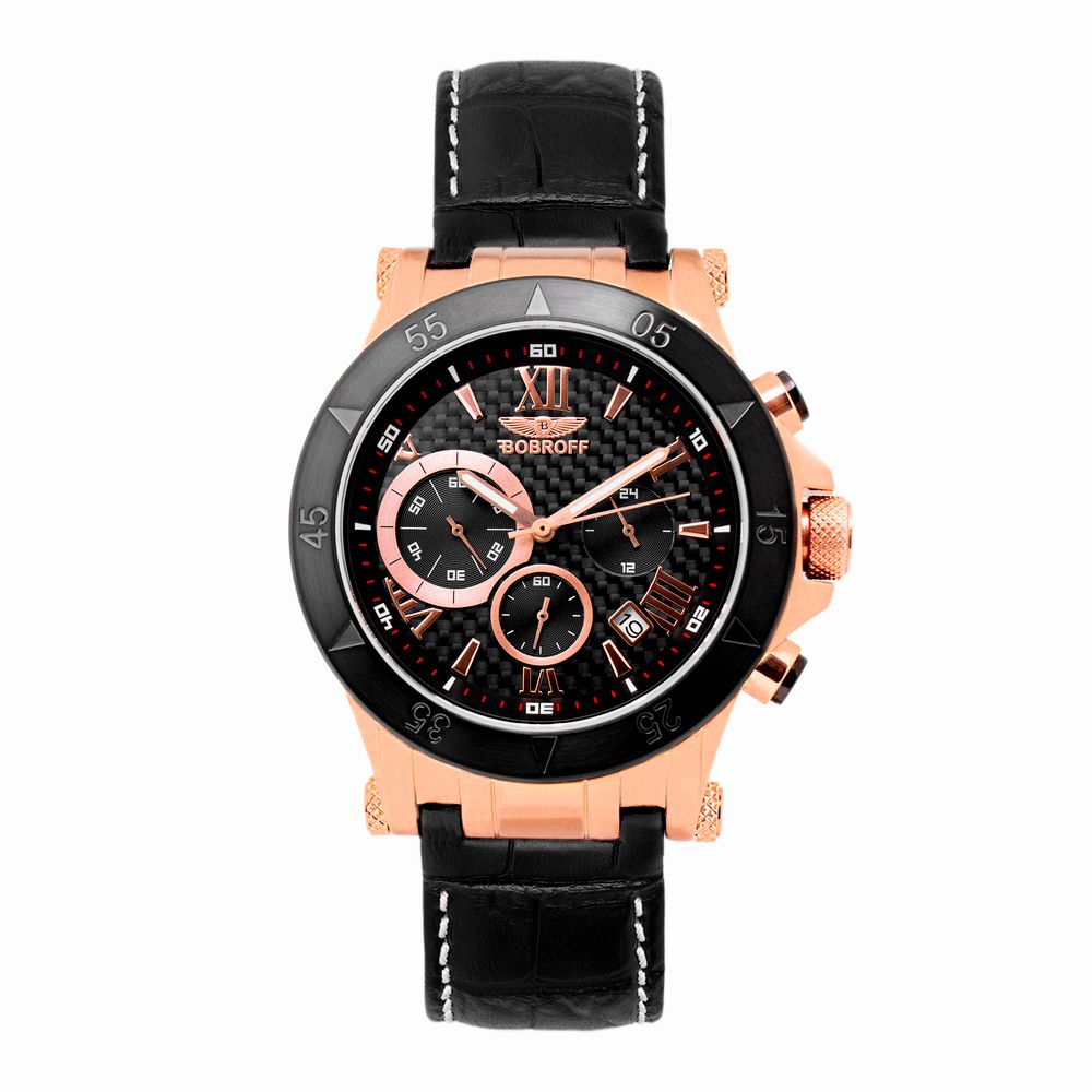 Bobroff – Schwarze Lederuhr