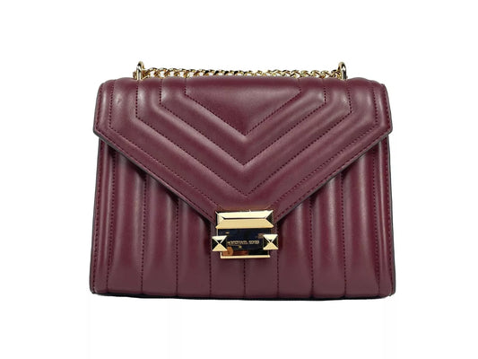Sac bandoulière à rabat et chaîne Michael Kors Whitney de taille moyenne, sang de bœuf