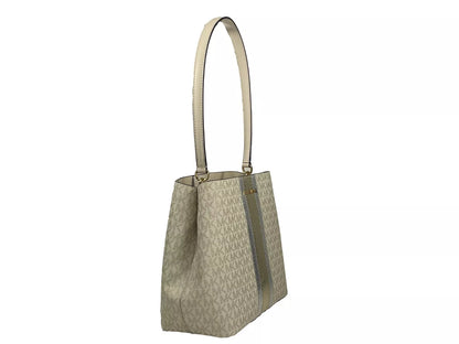 Sac seau à bandoulière Pratt de taille moyenne Michael Kors, couleur or pâle/crème