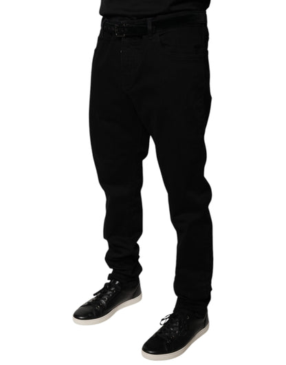 Jean skinny en coton stretch noir avec logo Dolce &amp; Gabbana
