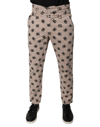 Jean skinny en coton beige avec logo Dolce &amp; Gabbana
