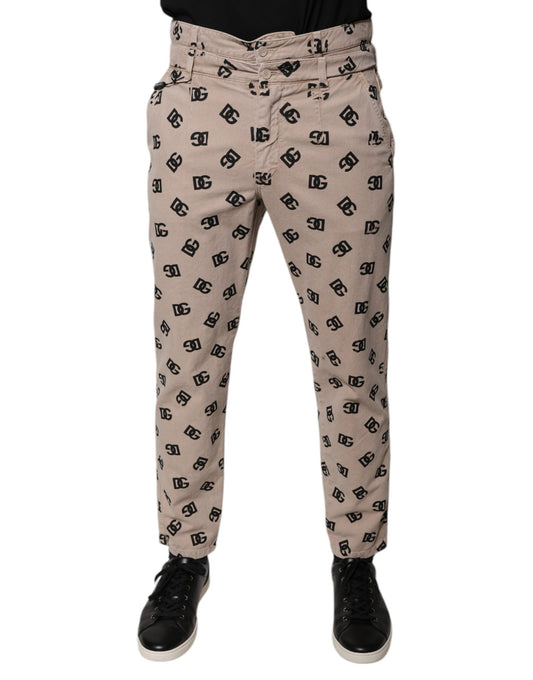 Jean skinny en coton beige avec logo Dolce &amp; Gabbana