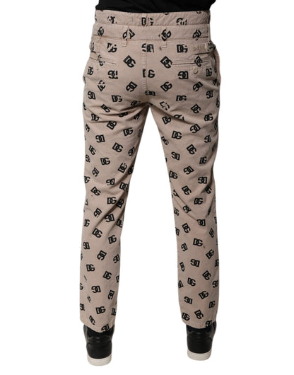 Jean skinny en coton beige avec logo Dolce &amp; Gabbana