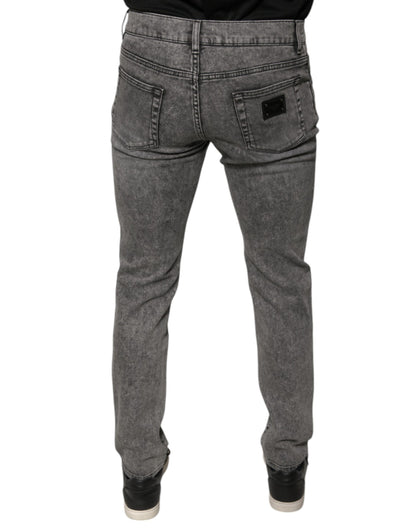 Jean skinny en coton délavé gris Dolce &amp; Gabbana