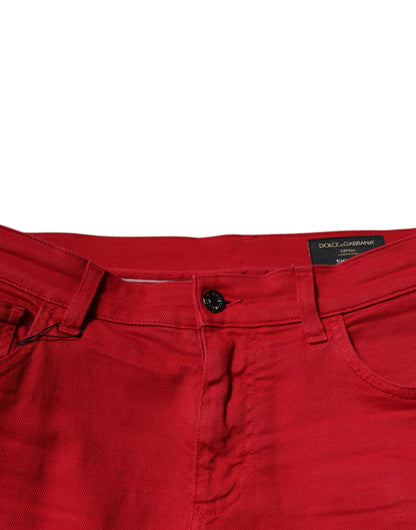 Jean skinny en coton à logo couronne rouge Dolce &amp; Gabbana