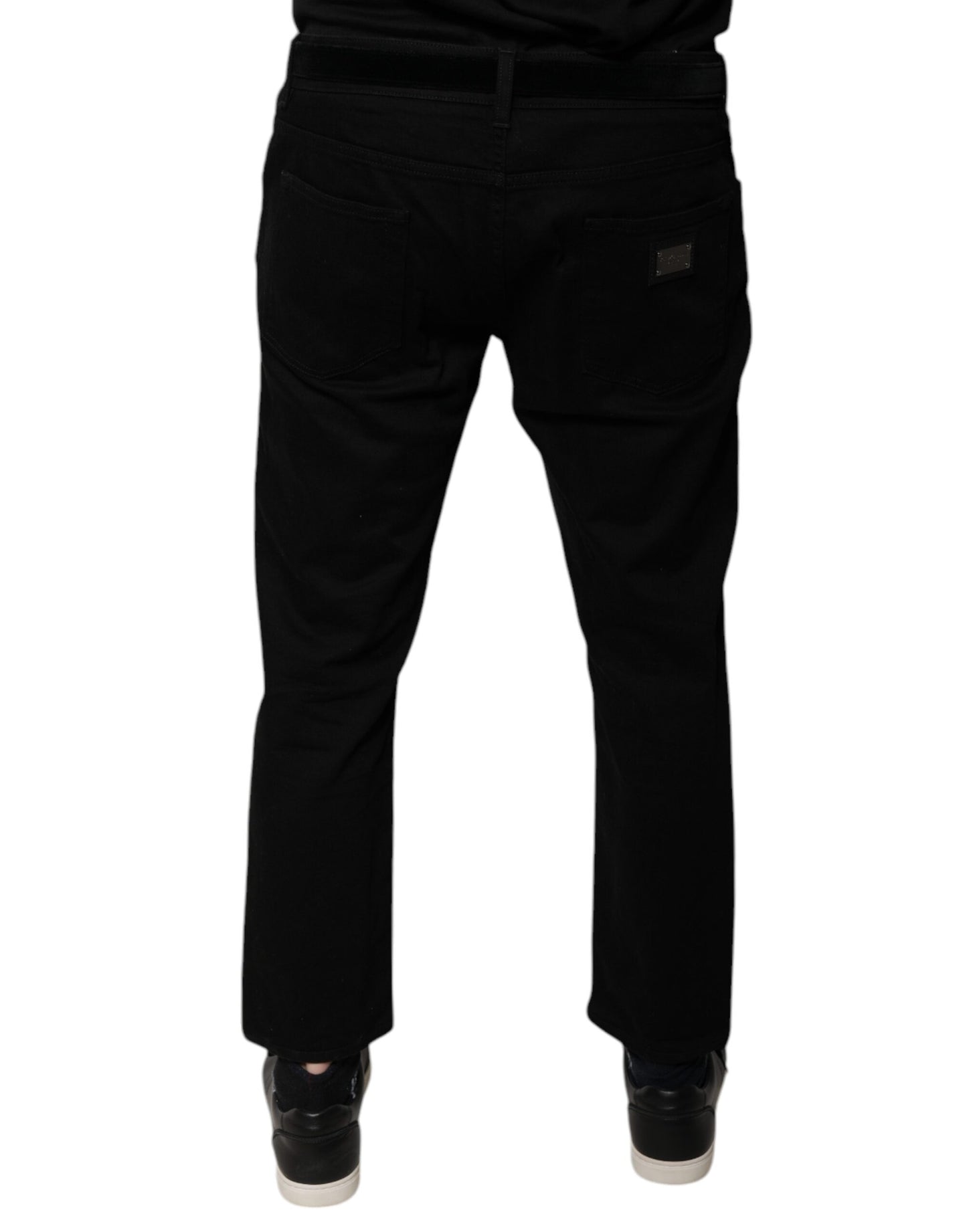 Jean skinny en coton stretch noir avec logo Dolce &amp; Gabbana