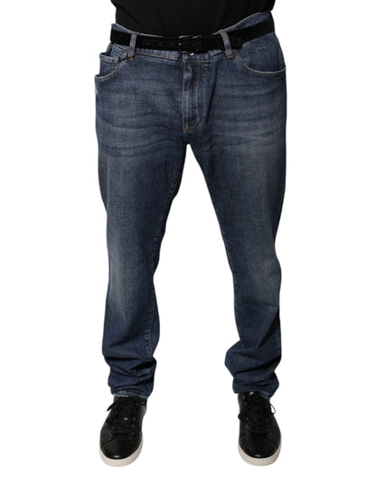 Jean skinny en coton bleu foncé avec logo Dolce &amp; Gabbana