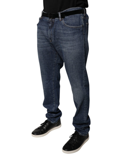Jean skinny en coton bleu foncé avec logo Dolce &amp; Gabbana