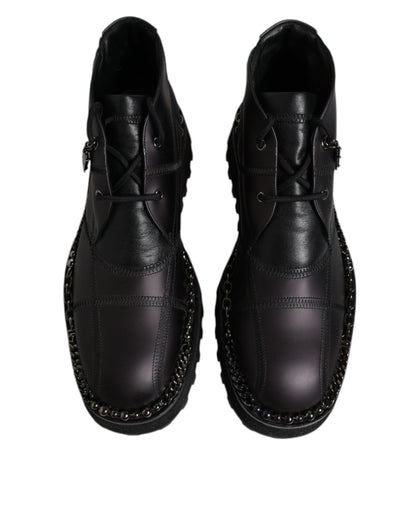 Bottines à lacets en cuir noir Dolce &amp; Gabbana