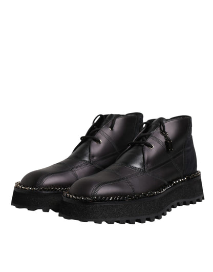 Bottines à lacets en cuir noir Dolce &amp; Gabbana