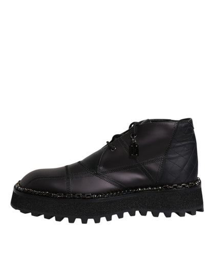 Bottines à lacets en cuir noir Dolce &amp; Gabbana