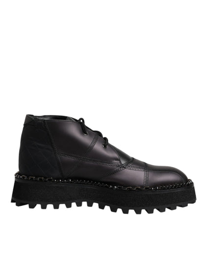 Bottines à lacets en cuir noir Dolce &amp; Gabbana
