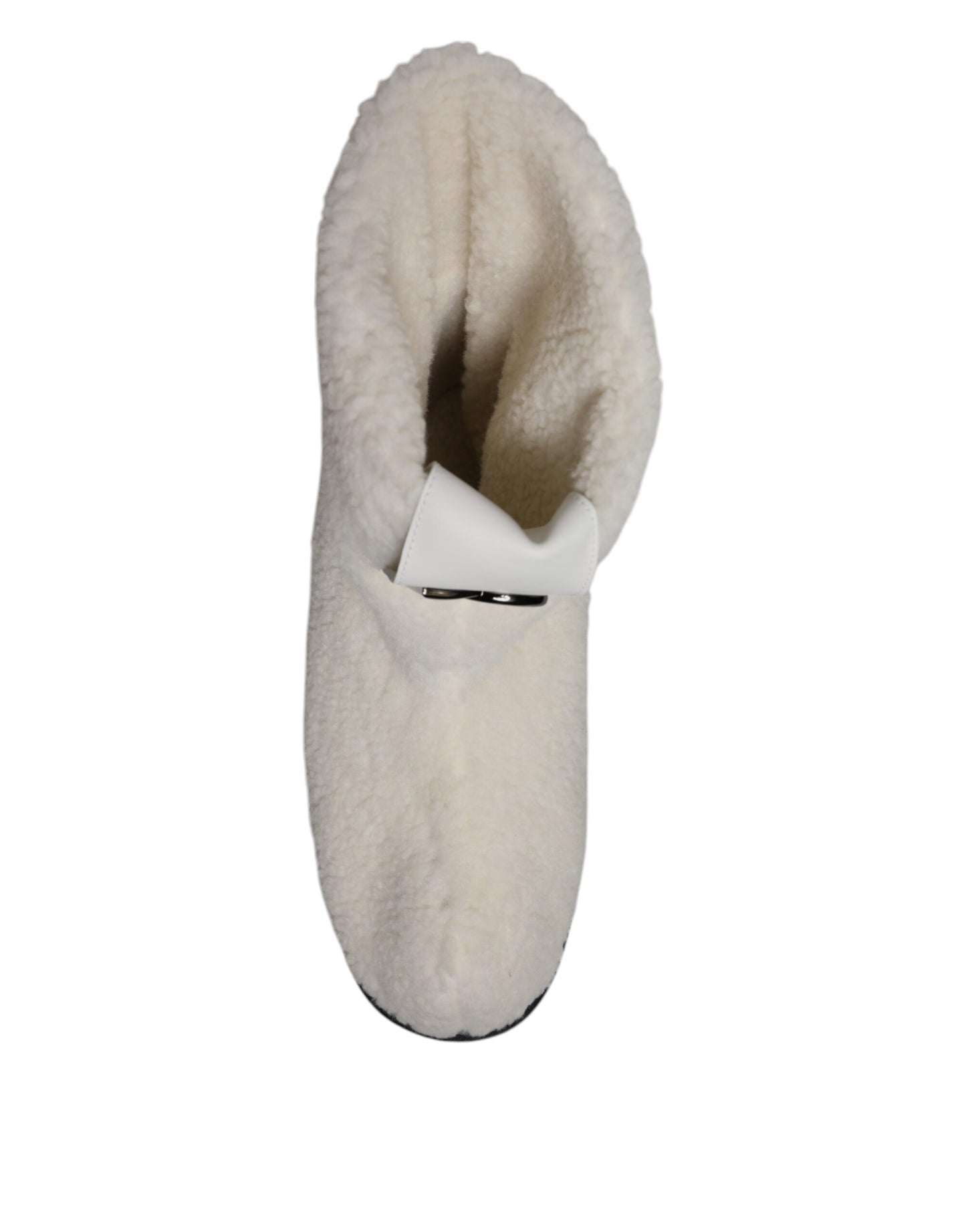 Bottes mi-mollet rembourrées blanches à logo en peluche Dolce &amp; Gabbana