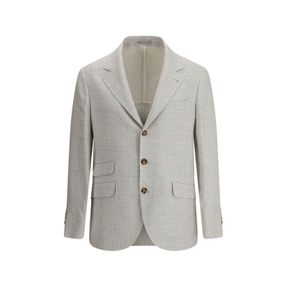 Blazer à carreaux à simple boutonnage Brunello Cucinelli