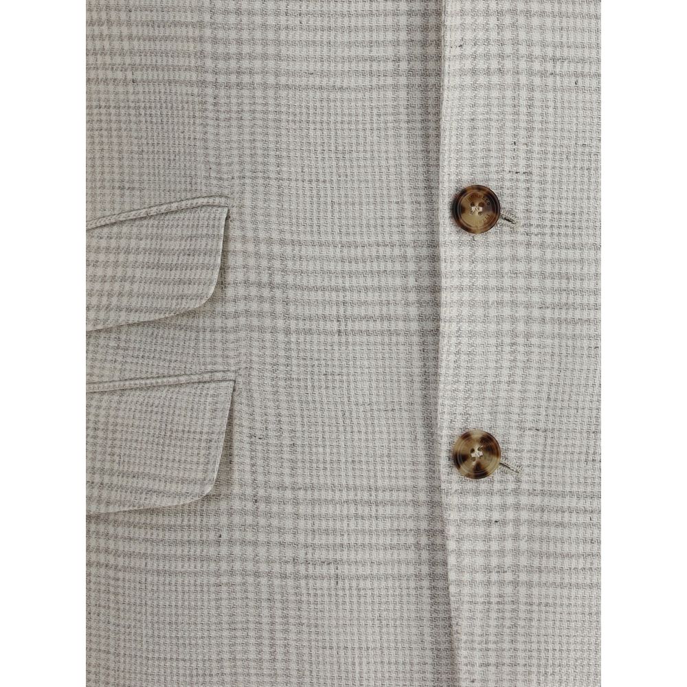 Blazer à carreaux à simple boutonnage Brunello Cucinelli