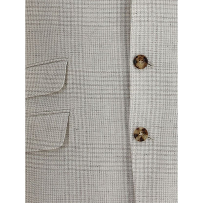 Blazer à carreaux à simple boutonnage Brunello Cucinelli