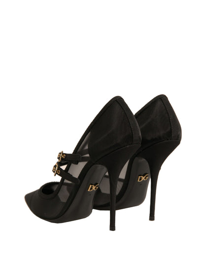 Escarpins à talons hauts Mary Jane en maille noire Dolce &amp; Gabbana