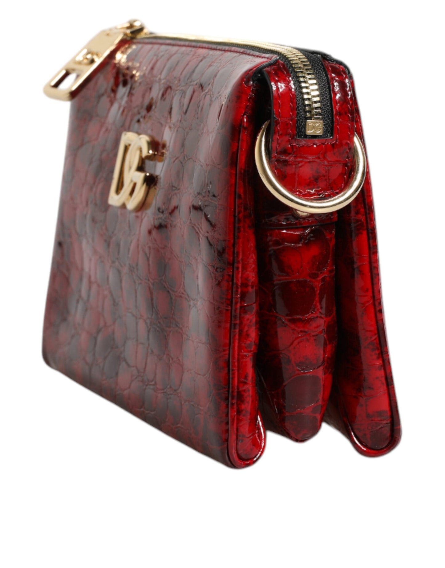 Sac bandoulière Dolce &amp; Gabbana en cuir exotique rouge avec logo DG pour femme