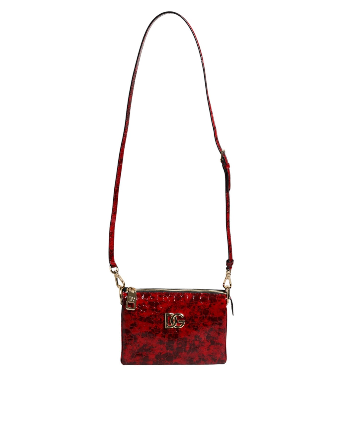 Sac bandoulière Dolce &amp; Gabbana en cuir exotique rouge avec logo DG pour femme