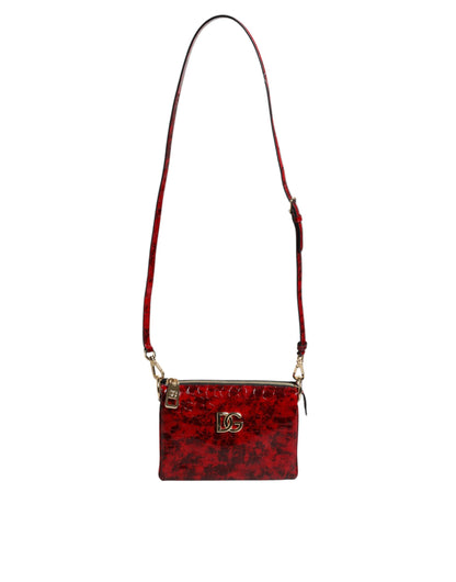 Sac bandoulière Dolce &amp; Gabbana en cuir exotique rouge avec logo DG pour femme