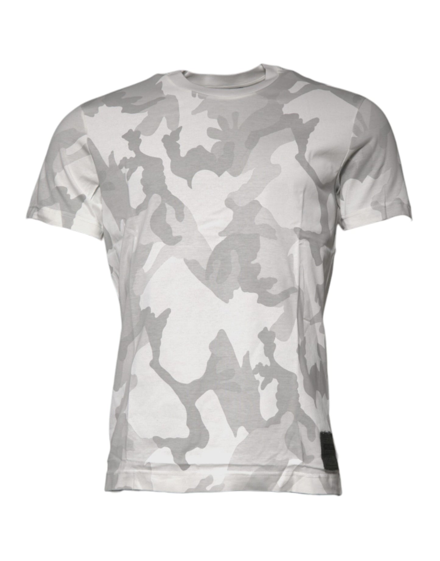 T-shirt ras du cou en coton camouflage blanc et gris Dolce &amp; Gabbana