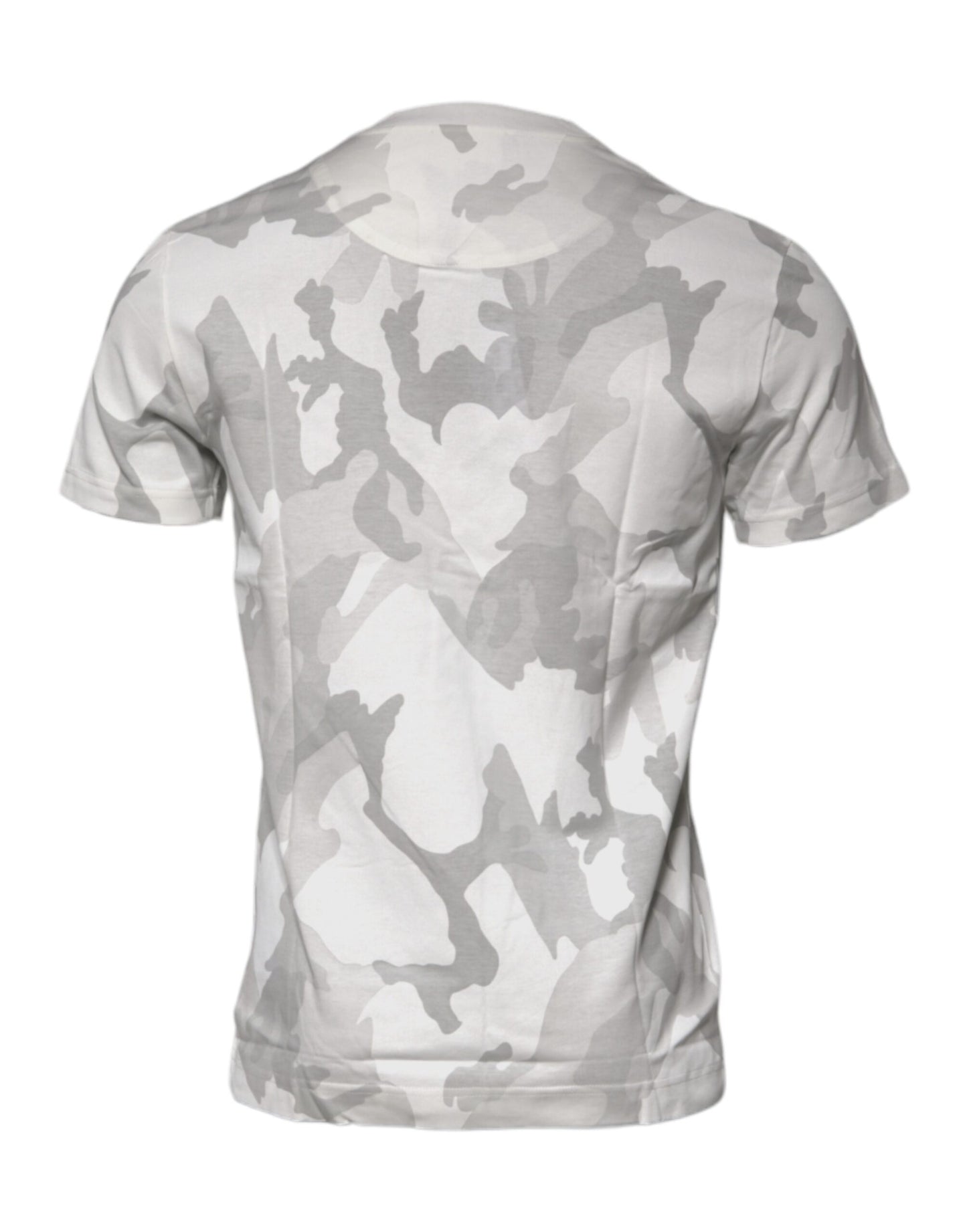 T-shirt ras du cou en coton camouflage blanc et gris Dolce &amp; Gabbana