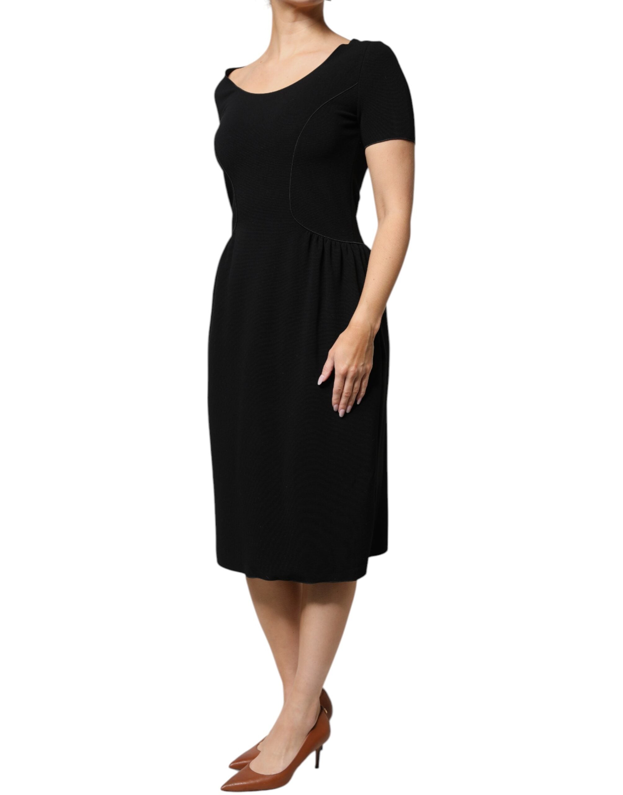 Robe fourreau mi-longue en viscose noire à manches courtes Emporio Armani