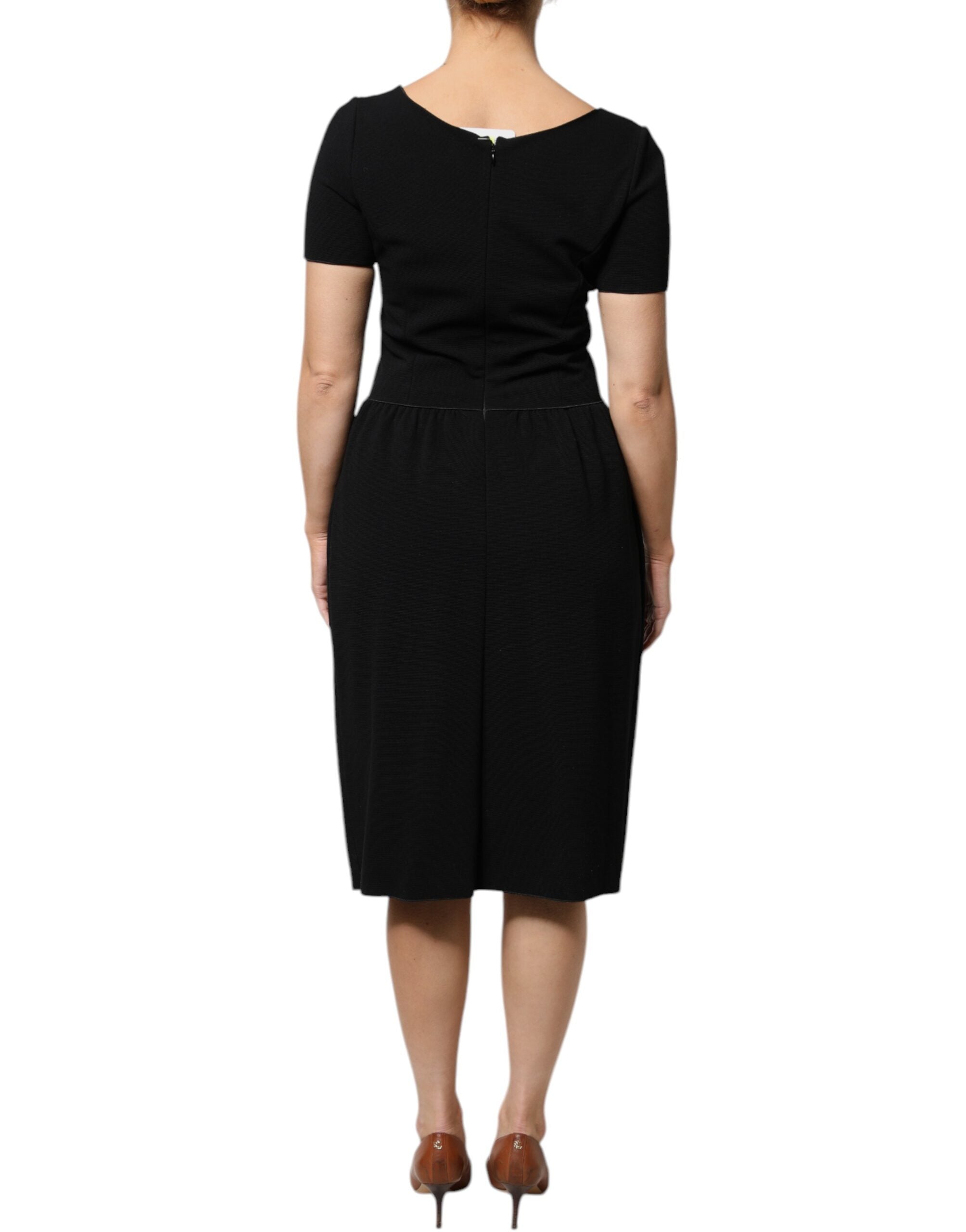 Robe fourreau mi-longue en viscose noire à manches courtes Emporio Armani