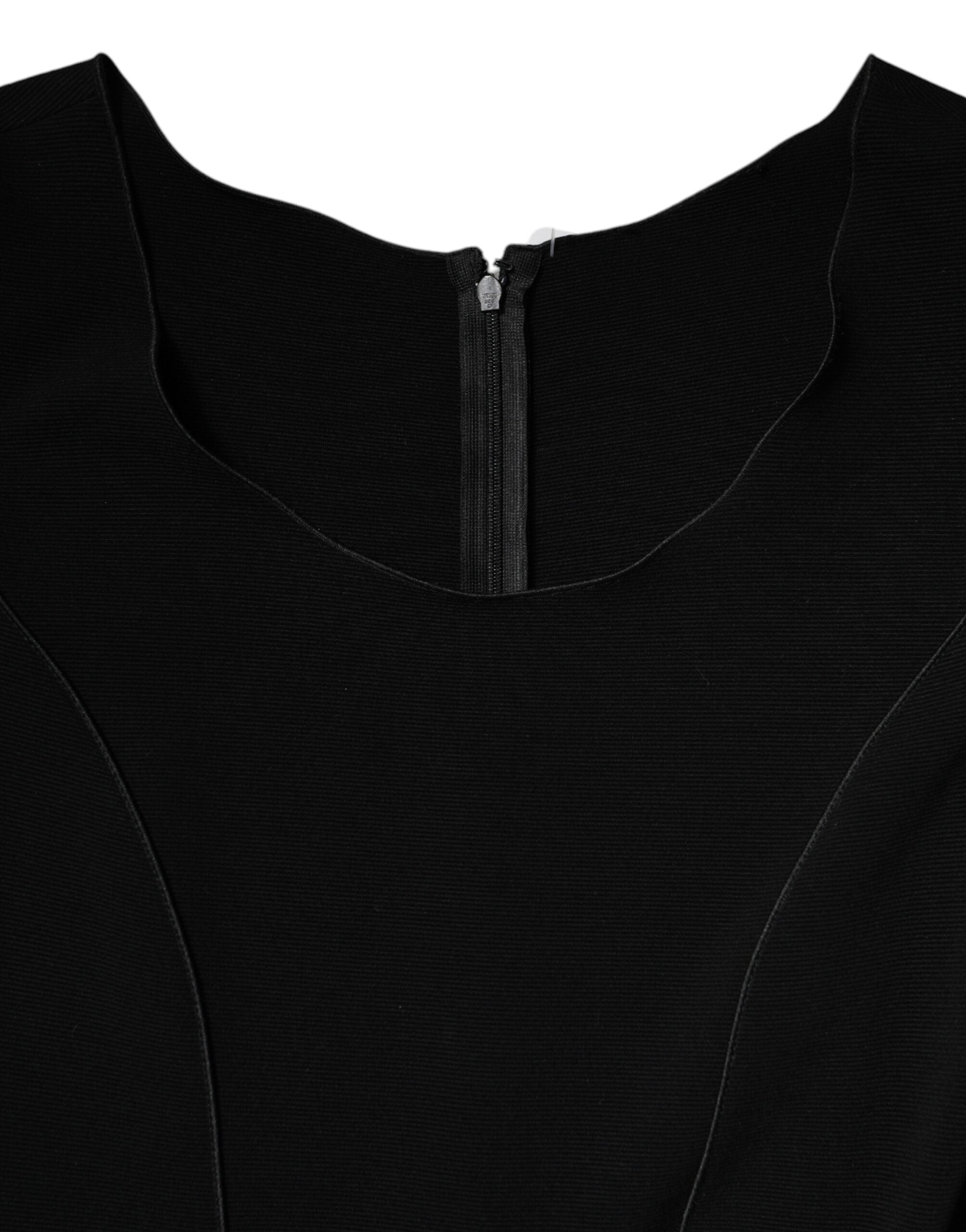 Robe fourreau mi-longue en viscose noire à manches courtes Emporio Armani