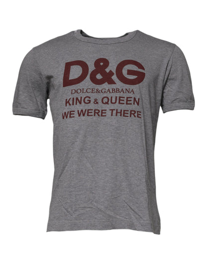 T-shirt ras du cou en coton gris avec logo Dolce &amp; Gabbana pour homme