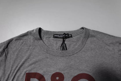 T-shirt ras du cou en coton gris avec logo Dolce &amp; Gabbana pour homme