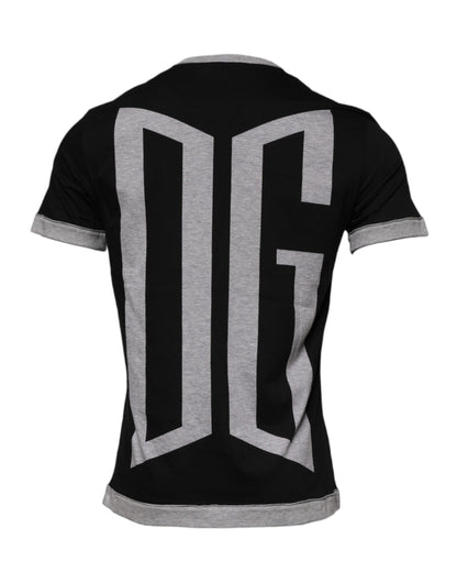 T-shirt ras du cou en coton noir avec logo Dolce &amp; Gabbana pour homme