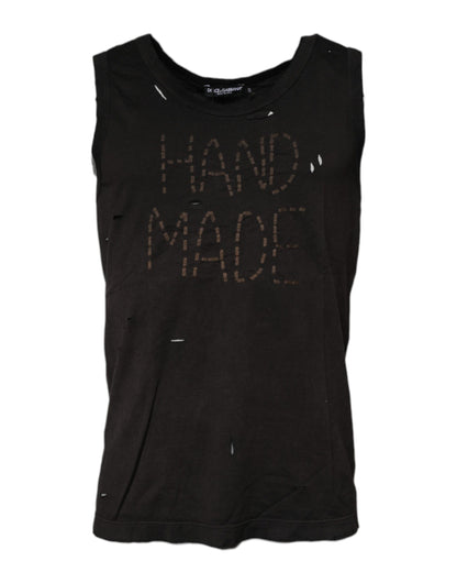 T-shirt débardeur noir sans manches à col rond Dolce &amp; Gabbana