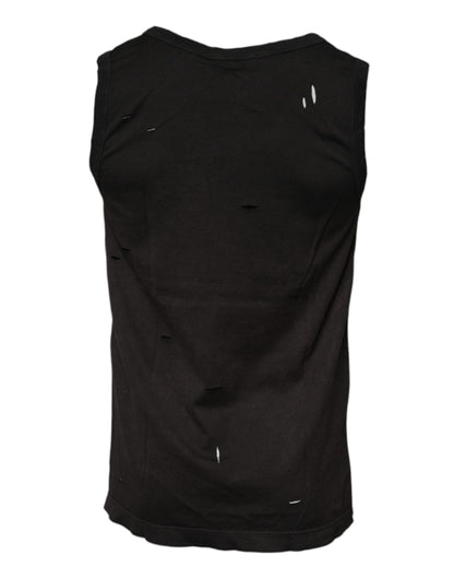 T-shirt débardeur noir sans manches à col rond Dolce &amp; Gabbana