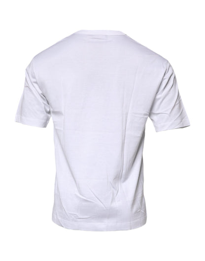 T-shirt ras du cou en coton blanc à imprimé floral Dolce &amp; Gabbana