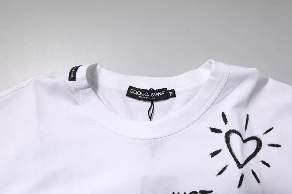 T-shirt ras du cou en coton blanc à imprimé floral Dolce &amp; Gabbana